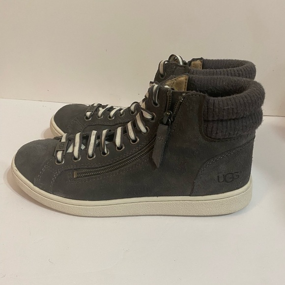 UGG "Olive" Trainer High Top Suede Sneaker Gray Size 6.5 - Picture 3 of 12